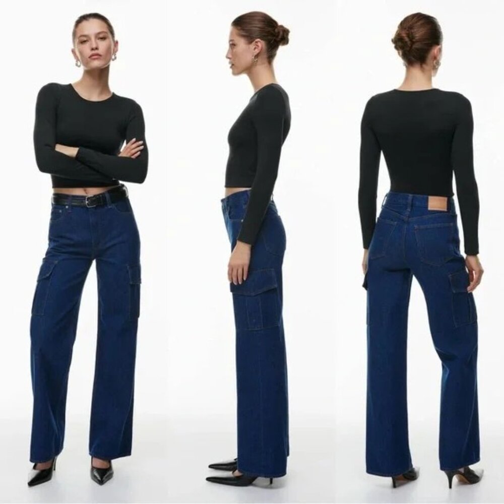 Aritzia Denim Forum The Farrah High Rise Cargo Jeans Size 25